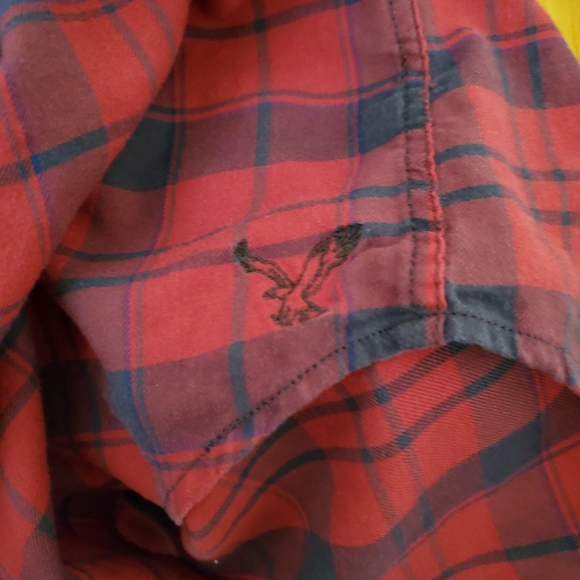 American Eagle Outfitters Red Plaid Prep Fit Button Down Shirt - Picture 8 of 10